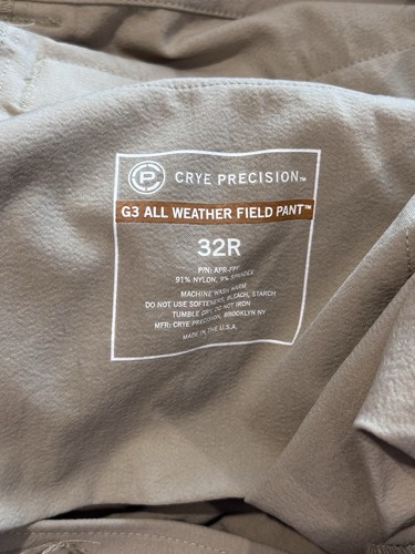 Crye Precision G3 All Weather Field Pants Tan 32R Regular