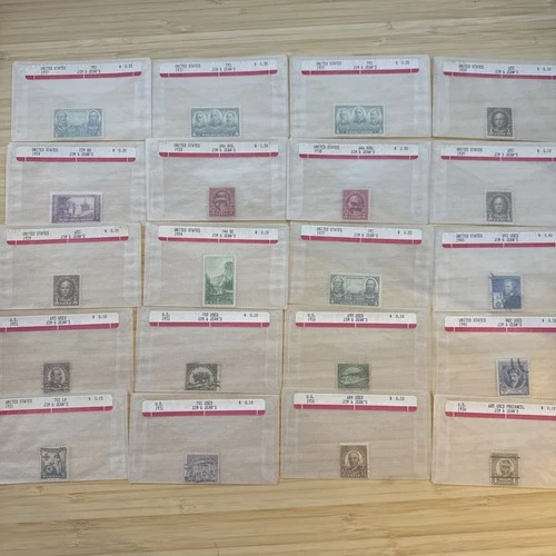 US Stamp Lot 20 Mint Singles MNH MH 1910s-1950s Collection Vintage Glassines