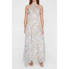 NWT: Nasty Gal Horse Stallion Halter Neck Lined Ruffle Tiered Maxi Dress Size 8