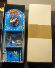 Vintage NOS Mini Grandfather Novelty Pendulette Desk Clock - WITH BOX - UNUSED