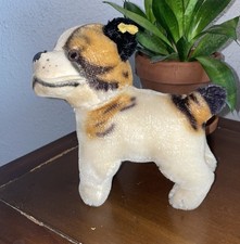 Vintage Steiff dog BULLY 1950'S w/ jointed head, mohair, GREAT SHAP W/tag