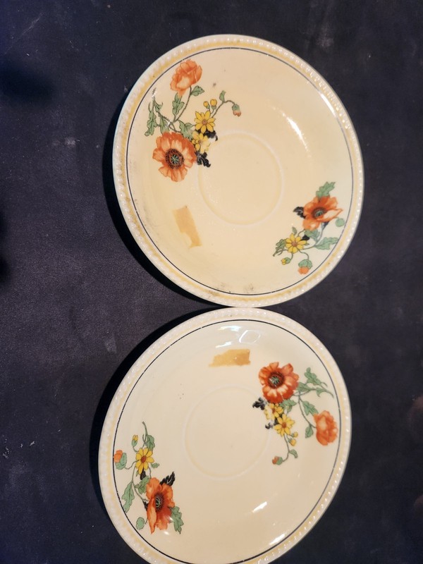Vintage Sebring Pottery Co Saucers Golden Maine