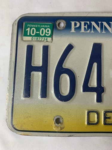 Expired Pennsylvania Dealer License Plate - 2009 Tag - Blue, White, Yellow - Picture 2 of 6