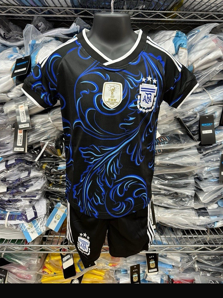 Sport Argentina Lionel Messi #10 Youth Soccer Jersey Size 18-26 Black/Blue
