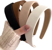 4 Pack Knotted Wide Headbands for Women Girls Cute Head Wrap in Solid Color Non-