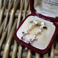 925 Sterling Silver Stud Earrings, Multi Gemstones Studs, Topaz, Citrine,Peridot