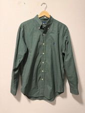 Ralph Lauren mens 15.5 32/33 classic fit green white check long sleeve shirt