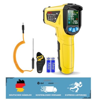 Infrarot Thermometer mit K-Sonde - Berührungslos, -50 bis 800°C, LCD, Bluetooth
