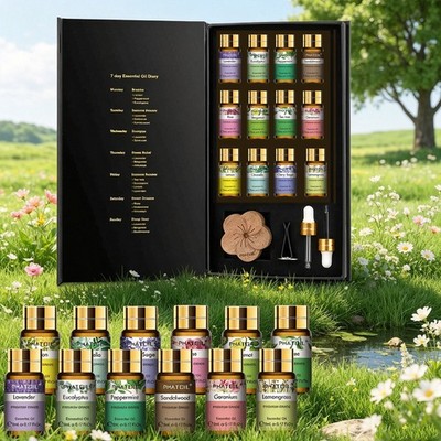 Ätherische Öle Set 12x 5ml, Reine Duftöle für Diffuser -Lavendel,Rose,Zitrone