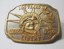 VINTAGE 1886-1986 100 YEAR ANNIVERSARY OF THE STATUE OF LIBERTY BELT BUCKLE
