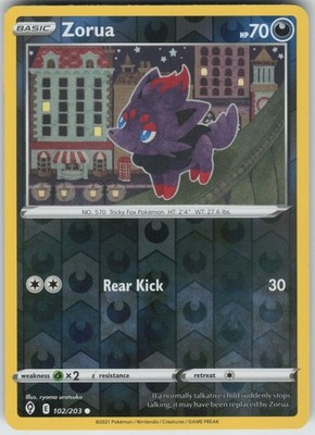 Zorua 102/203 (Reverse Holo) SWSH07: Evolving Skies