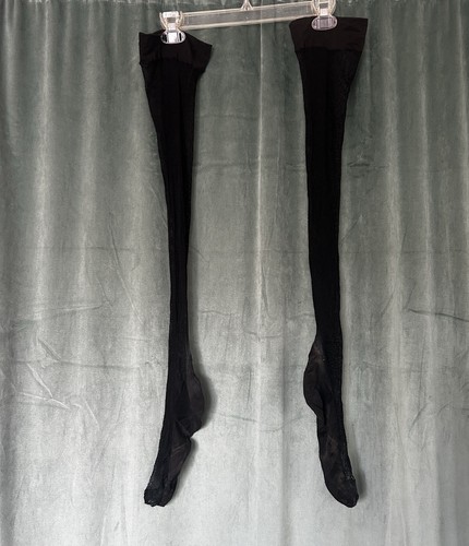 Vintage 1930s Black Silk Fishnet Stockings Used with Wear AS IS