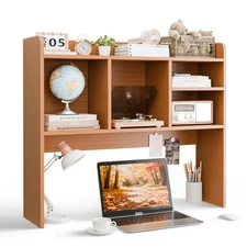 Desk Shelf with 5 Shelves for Computer Desk Desk Storage Hutch for Top Natural