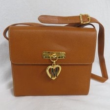 Moschino Leather Shoulder Bag With Heart Charm And Adjustable Strap