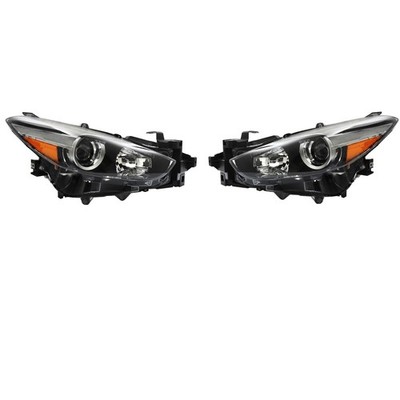 For 2017-2018 Mazda 3 Headlights Halogen Black Housing Clear Driver & Passenger