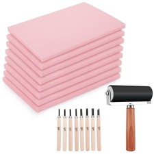 8PCS Linoleum Carving Blocks for Printmaking, Rubber Linocut Block 4x6 Inch