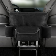 Large Leather Car Purse Holder Between Seats Tissue Storage Divider Bag Black