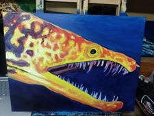 Original Painting. Moray Eel HandPainted .Acrylic On 12x16 Hard Panel Canvas