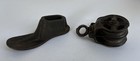 Vintage Cast Iron Barn Pulley & Cast Iron Cobbler Shoe Form Lot — photo 1