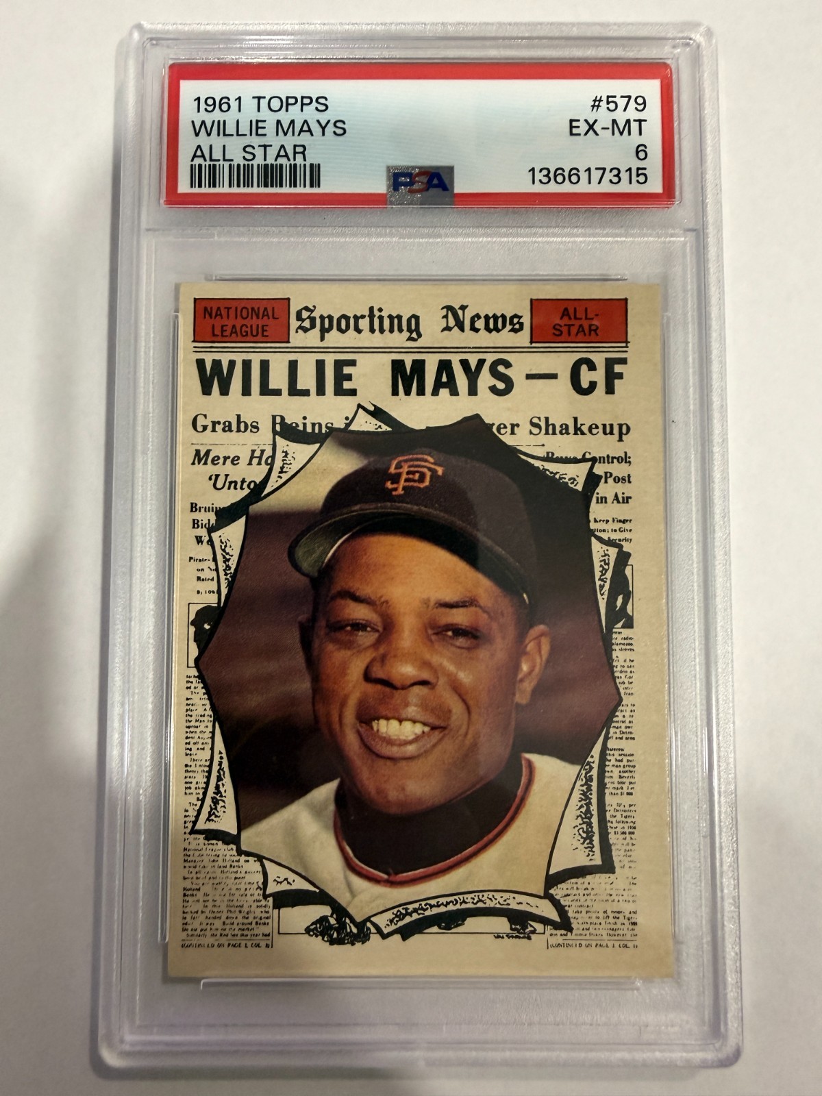1961 Topps Baseball Willie Mays All Star #579 PSA 6 EX-MT