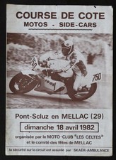 Programme SIDE CAR Moto  Course de cote Pont-Scluz MELLAC 1982
