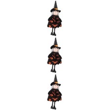 3Pcs Halloween Decor Hanging Adornments Black Soft Touch Witch Pumpkin Ornaments