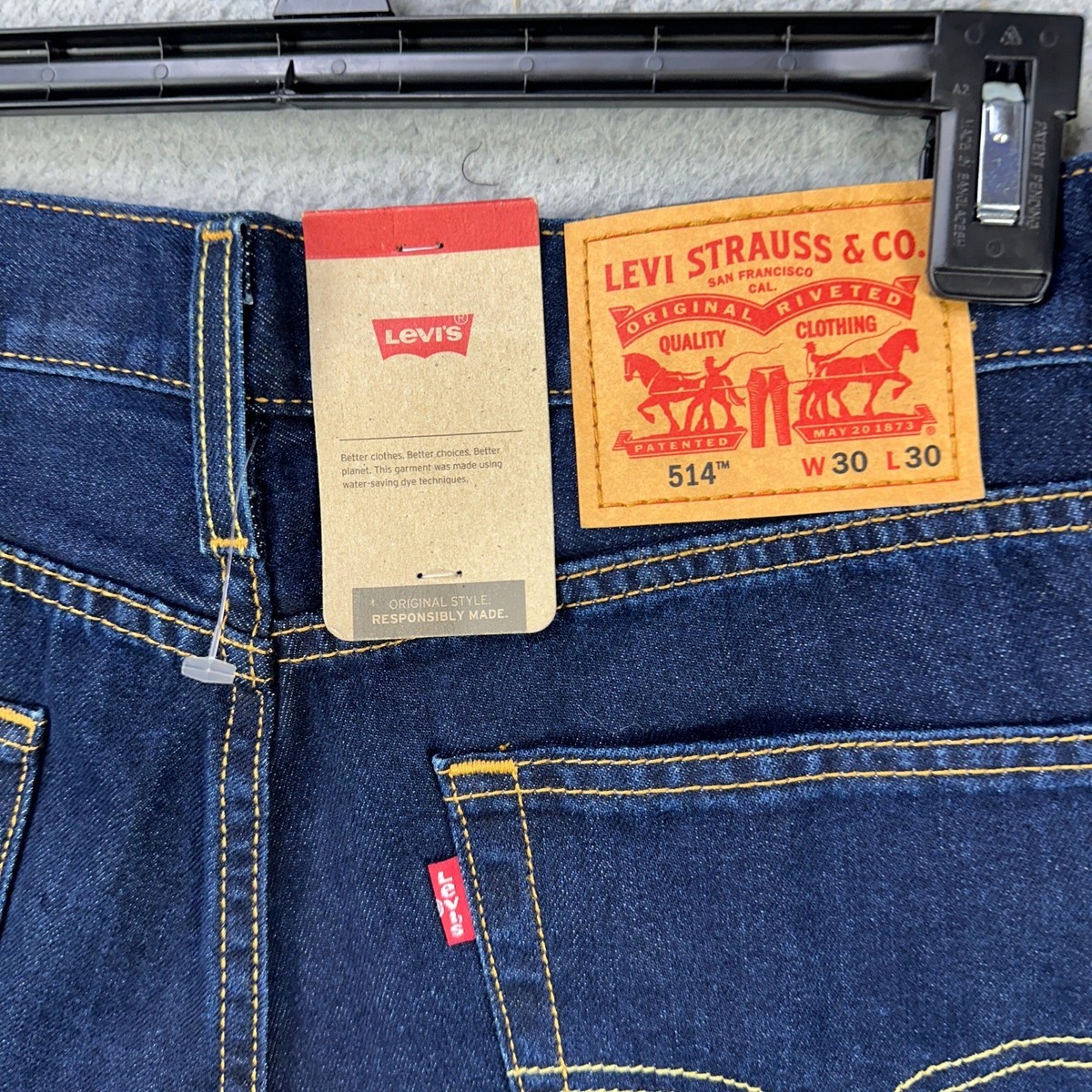 Levis 514 Mens Straight Fit Jeans 30X30 Blue 5 Pockets Red Tab