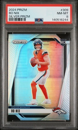 2024 PANINI PRIZM SILVER PRIZM #309 BO NIX ROOKIE RC PSA 8