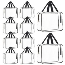 Merkaunis 10 Pack Clear Makeup Bag Large 12 x 4 x 9 inches, Black