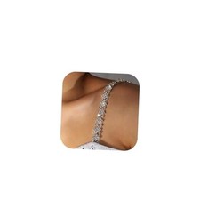 1Pair Luxury Rhinestone Adjustable Bra Shoulder Straps Crystal Crystal silver