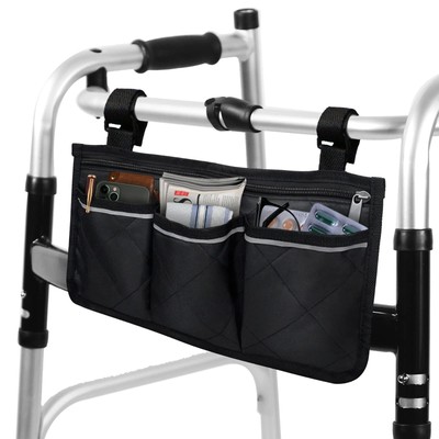 Walker Bag for Folding Walker - Walker Pocket Pouch with Reflective Safety St...