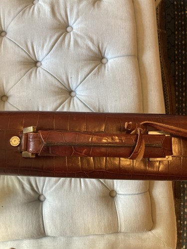Aspinal of London Tan Mock Croc Attaché Case With Shoulder Strap - Picture 3 of 7