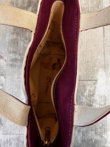 Vintage LL Bean Zip Boat and Tote Canvas Bag Small Zipper Top Maroon Freeport ME - Picture 7 of 8