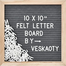 Felt Letter Board with 294 Letters, Numbers  Symbols - 10 X 10 Inch Changeable