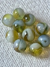 Lot of 10 Jabo Classic Swirl Marbles Yellow  White .6  Near Mint UV Reactive