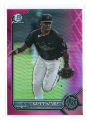 KAHLIL WATSON 2022 BOWMAN CHROME #BCP211 PINK REFRACTOR /199 MARLINS RC