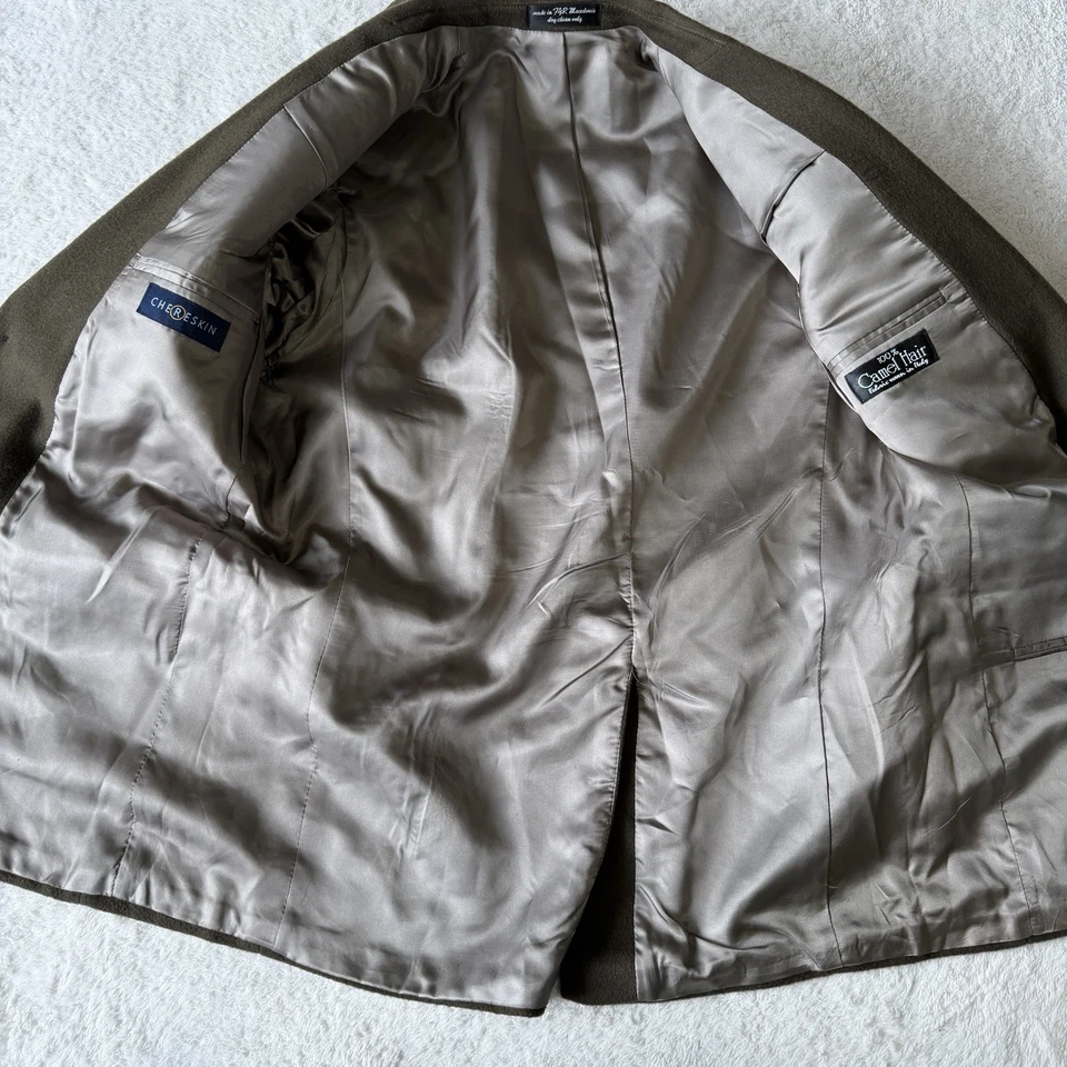 Blazer Abrigo Deportivo Chereskin Para Hombres Grueso Italiano Cabello Camello 40R | Verde Significa Ir!! Foto 4 de 4