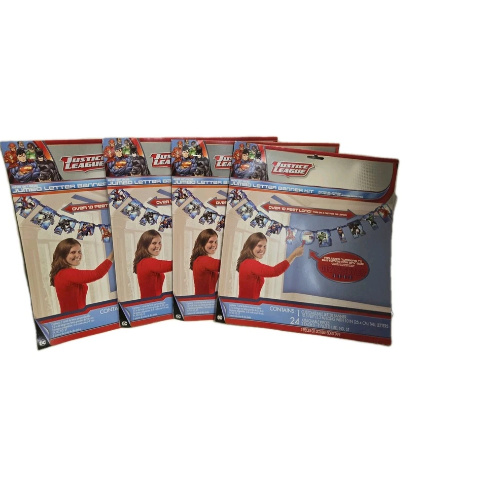 Justice League Jumbo Letter Birthday Banner Kit LOT of 4  Party Decorations 10Ft - Image 2 of 4