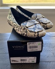 Vionic Women's Hayes Skimmers Ballet Flat Ivory Multi/Snake Leather 6.5W NIB