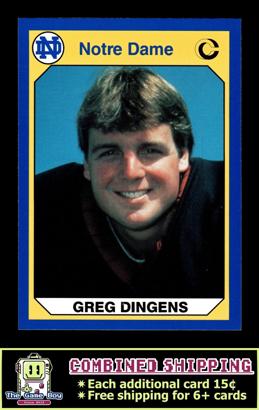 1990 Collegiate Collection Notre Dame #16 Greg Dingens Notre Dame Fighting Irish