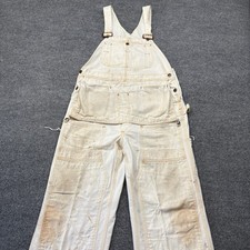 VTG Big Mac White Thrashed Overalls Carpenter Bibs Workwear Painter Paint Stain