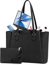 Laptop Bag for Women 15.6 Inch Work Tote Bags Waterproof Computer Bags Leather P