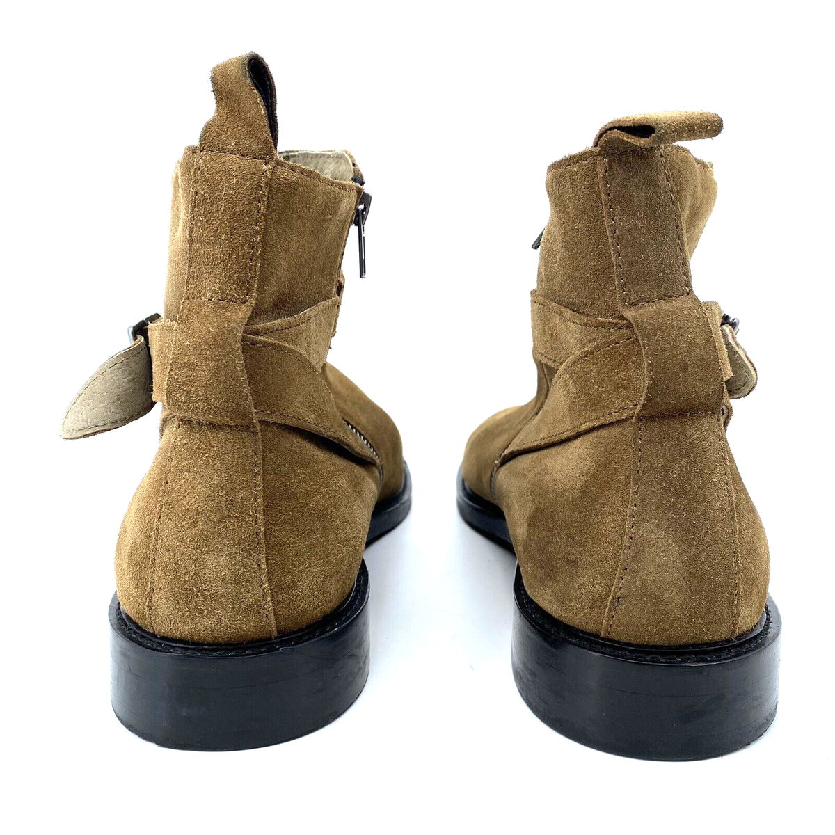 Mens 12 M Banana Republic Brown Suede Leather Side Zip Ankle  display picture 1