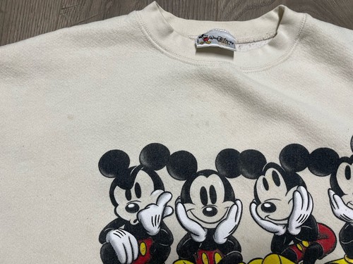Vintage 1990s New Mickey-Inc Mickey-Mouse Crewneck-Sweatshirt L Tan USA - Picture 5 of 11