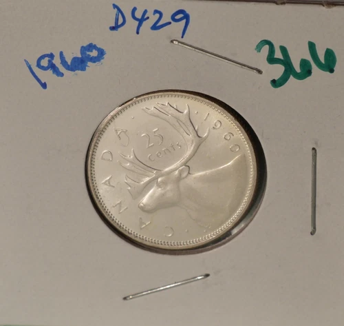 1960 Canada 25 Cents - SILVER - Uncirculated - INV#D-429