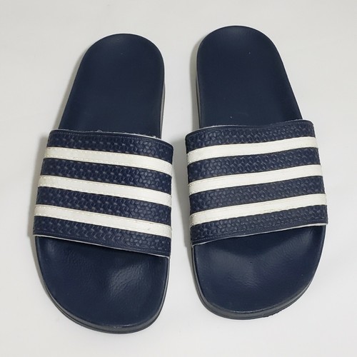Adilette Navy Blue \u0026 White Slides Mens 
