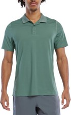 Reebok Mens Regular fit Short Sleeve Polo Shirt  Green Solid  Size-Small.