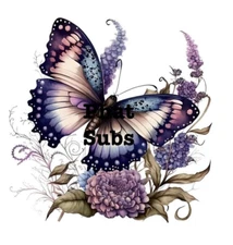 Sublimation Print Purple Floral Butterfly Ready to Press Heat Transfer