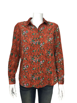 Anthropologie Building 13 Sz 4 Southwestern Floral Soft Corduroy Button-Up Top