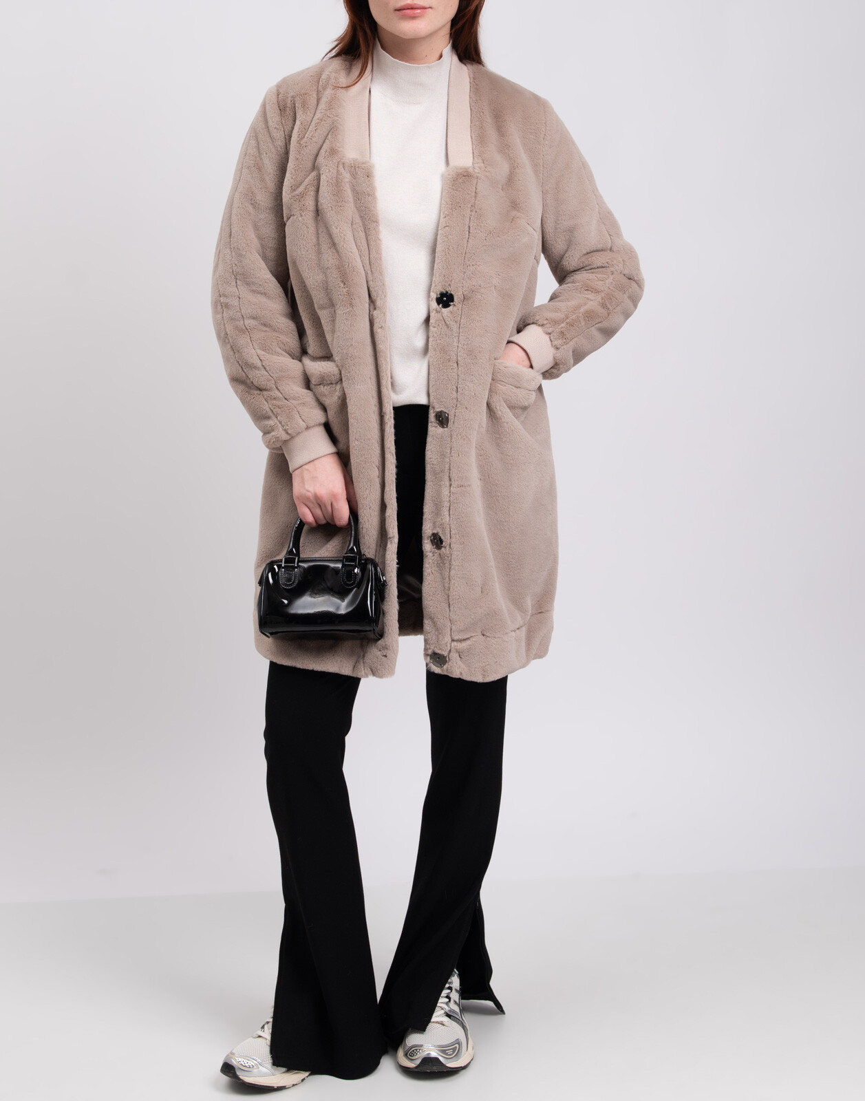 ALTRA Cappotto pelliccia sintetica URBANCODE prezzo consigliato 280 € taglia UK12 M grigio chiaro completo scollo a Y